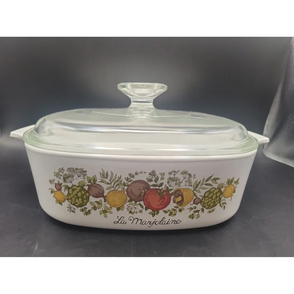 Vintage 2 Qt. Corningware Pyrex 1970’s La Marjolaine Spice of Life Casserole